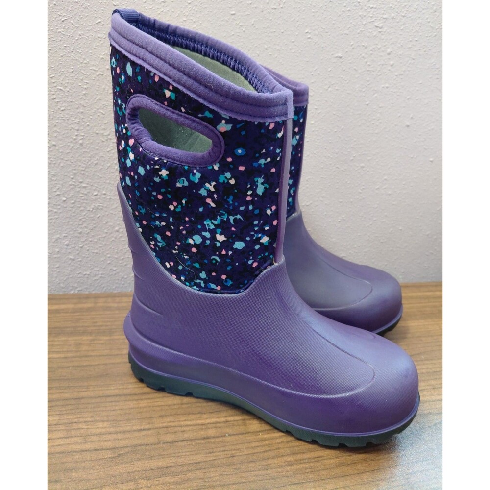 Bogs Kids Size 1Y Neo-Classic Insulated Boots - Purple Confetti  Rain Snow
